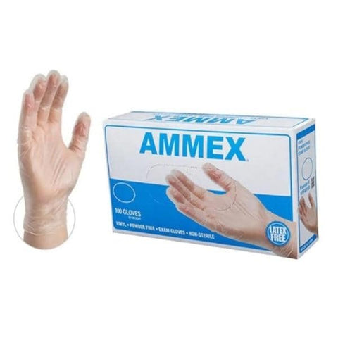 Ammex Corporation Gloves Exam Ammex PF Vinyl Not Made With Natural Rubber Latex Sm Clear 100/Bx, 10 BX/CA - VPF62100