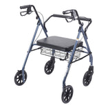 Heavy Duty Bariatric Walker Rollator with Large Padded Seat, Blue - FE-43-1903