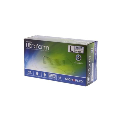 Microflex Inc Gloves Exam Ultraform Powder-Free Nitrile Latex-Free Large Cobalt Blue 300/Bx, 10 BX/CA - UF-524-L