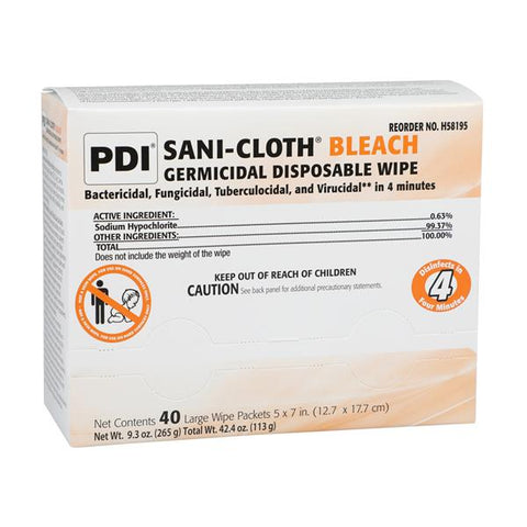 PDI Professional Disposables Wipes Disinfectant Sani-Cloth Bl Each Large Packets 40/Bx, 10 BX/CA - H58195