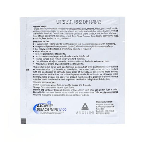 Angelini Pharma Disinfectant Surface Wipe Alcavis Singles Individually Packaged 100/Bx, 8 BX/CA - 09031-100
