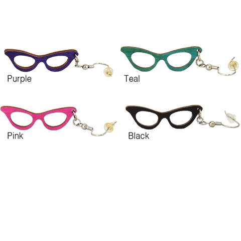 CAT EYE GLASSES EARRINGS - WOODEN