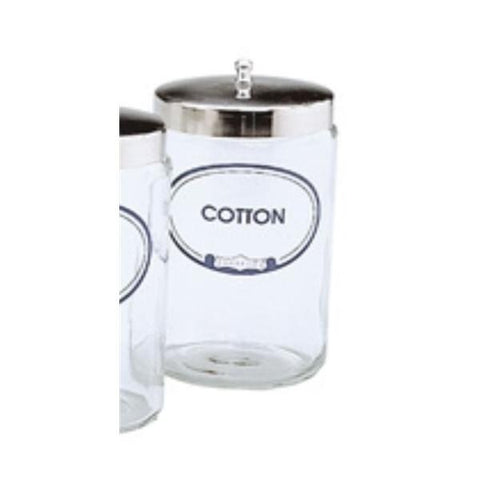 Graham Jar Cotton 7x4-1/4" Clear Glass With Stainless Steel Cover Each - Field/Everest &Jennings - 3454A C