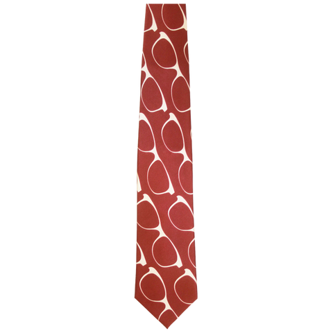 EYEGLASSES ON RUSTY RED BACKGROUND NECKTIE