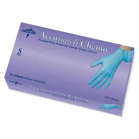 Medline Industries Inc Gloves Exam Accutouch Chemo Chemo Approved Powder-Free Nitrile LF Sm Blue 100/Bx, 10 BX/CA - MDS192084