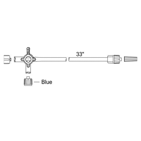 Smiths Medical ASD, Inc Stopcock 4-Way Hi-Flo Blu Cp Priming Volume 7mL Male Luer Lock Adapter Each, 50 Each/CA - MX921-33L
