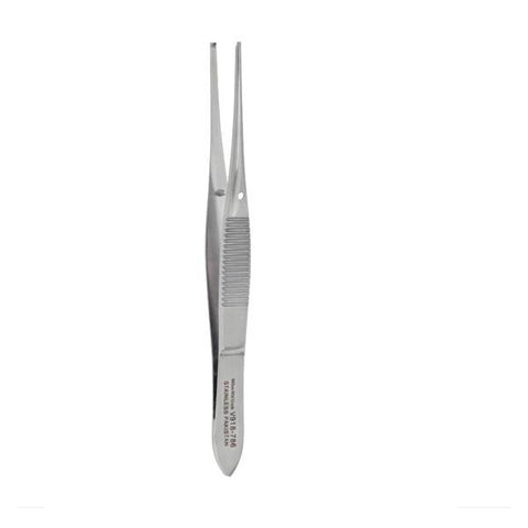 Miltex Forcep Tissue Iris Vantage 4" Serrated Straight 1x2 Teeth Stainless Steel Each - Integra Miltex - V918-786