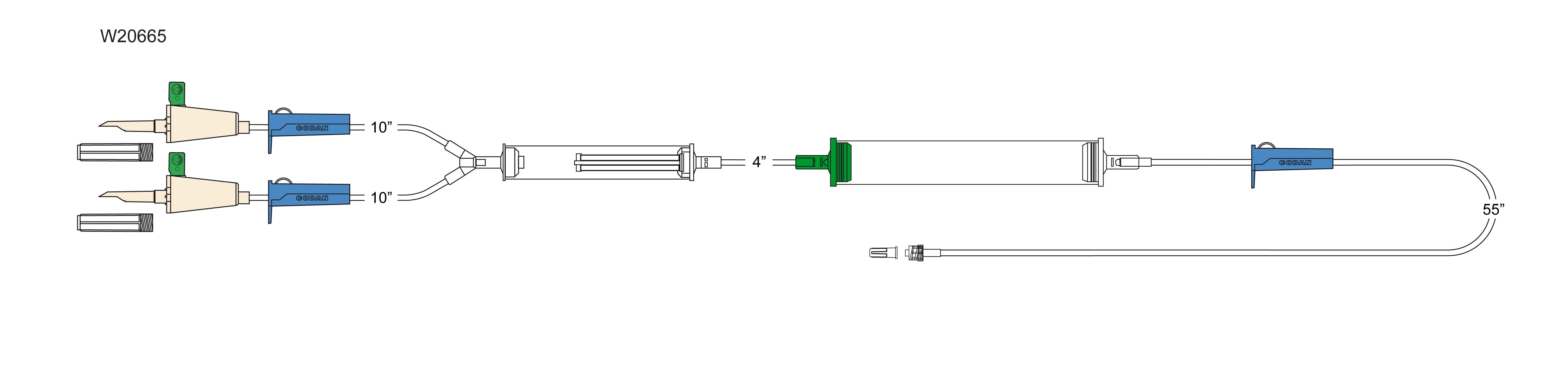 Codan R Lock CODAN (2) vented spikes, (3) roller clamps, large volume elongated 170 ...