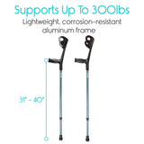 FOREARM CRUTCHES, 31"-40" AT HANDGRIP, MOLDED ARM CUFF, LIGHTWEIGHT ALUMINUM, BLACK - MOB1014BLK