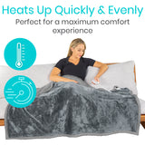 HEATED BLANKET, 3 HEAT LEVELS, 50" X 60" MICROPLUSH, MACHINE WASHABLE -