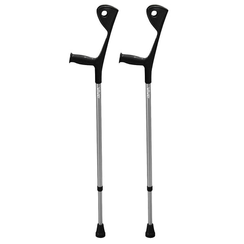 FOREARM CRUTCHES, 31"-40" AT HANDGRIP, MOLDED ARM CUFF, LIGHTWEIGHT ALUMINUM, BLACK - MOB1014BLK