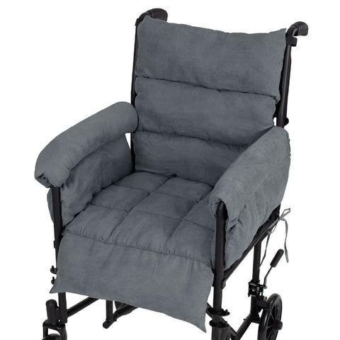 FULL WHEELCHAIR CUSHION, FIBERFILL, VELVET, GRAY - CSH1076