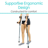 FOREARM CRUTCHES, 31"-40" AT HANDGRIP, MOLDED ARM CUFF, LIGHTWEIGHT ALUMINUM, BLACK - MOB1014BLK