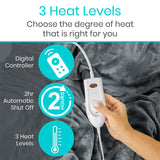 HEATED BLANKET, 3 HEAT LEVELS, 50" X 60" MICROPLUSH, MACHINE WASHABLE -