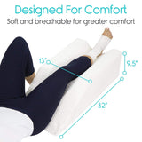 KNEE ELEVATION PILLOW, FOAM,7" CHANNEL, WASHABLE COVER - CSH1050WHT