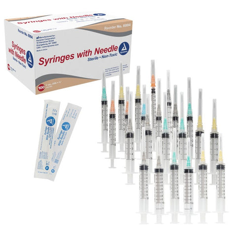 Dynarex Syringes With Needle size 3cc gauge 21G case of 8 Quantity per box: 100